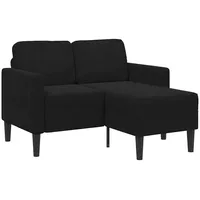 vidaXL 2-Sitzer-Sofa mit Chaiselongue L-Form Schwarz 125 cm Samt