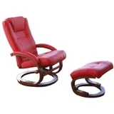 Mendler Fernsehsessel Relaxsessel Sessel Pescatori, Kunstleder, mit Hocker ~ rot
