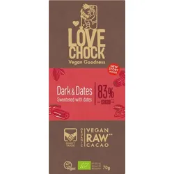 Lovechock Tafel Dattel Dunkle Schokolade 83% bio