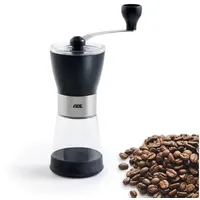 ADE Kaffeemühle manuell mit Aromabehälter aus Glas, Kegelmahlwerk, 65,00 g Bohnenbehälter, stufenloser Mahlgrad für French Press, Siebträger und Filterkaffee schwarz