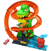 Mattel Hot Wheels City T-Rex-Feuerschlacht Spielset und 1 Die-Cast-Feuerwehrauto