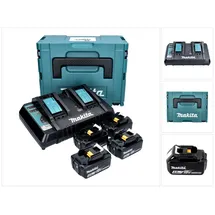 Makita Power Source Kit 18 V mit 4x BL 1840 B Akku 4,0 Ah + DC 18 RD Doppelladegerät ( 197503-4 ) + Makpac
