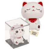 Out of the blue Winkekatze mit Solarzelle – Symbol für Glück & Lebensfreude – Japanische Maneki Neko Figur 5,5 cm – Automatisch winkender Glücksbringer für Schreibtisch Regal & Auto