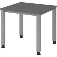 Hammerbacher QS08 höhenverstellbarer Schreibtisch grafit quadratisch, 4-Fuß-Gestell silber 80,0