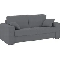Schlafsofa HOME AFFAIRE "Roma Matratzenhöhe 14 cm", grau (hellgrau), B:220cm H:85cm T:100cm, Struktur/Luxus-Microfaser (100% Polyester);Struktur fein ( 100% Polyester), Sofas, Schlafsofa, Dauerschlaffunktion, mit Unterfederung, Lattenrost, Matratze