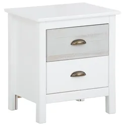 Nachtkommode HOME AFFAIRE "Pilatus", weiß (weiß, hellgrau), B:45cm H:50cm T:35cm, Massivholz, MDF, Sideboards, erstrahlt in Holzoptik, mit gebürsteter Schubkastenfront, Breite 45 cm