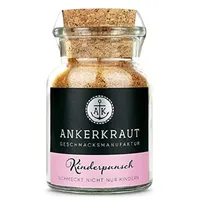 Ankerkraut Kinderpunsch Gewürz, 115g im Korkenglas, Mischung Zimt. Vanille, Nelke für Saft, Glühwein für Kinder, Heißgetränk aus Tasse im Winter, Premium Qualität