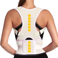 Orthopädische Rückenstützgürtel für Damen und Herren, magnetische Haltungskorrektur, Korrekte Körperhaltung, Korsett mit 10 Magneten (Color : White, Size : M)