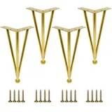 Jolan Metall Tischbeine Möbelfüße,4 Stück,10cm 15cm 20cm 25cm 30cm 35cm 40cm, Verstellbare Möbelbeine, Tischfüße, Für Schreibtisch, Sofas, Schränke, Couchtische Möbelfüsse,Gold-33cm/12.9in