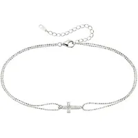 aniston jewelry & watches Fußkette Schmuck Geschenk Silber 925 Fusskettchen mit Kreuz, mit Perlmutt (synth) silberfarben