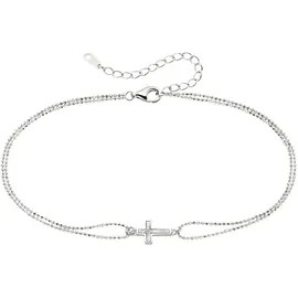 aniston jewelry & watches Fußkette Schmuck Geschenk Silber 925 Fusskettchen mit Kreuz, mit Perlmutt (synth) silberfarben