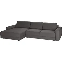 TRENDMANUFAKTUR Ecksofa »0, L-Form«, wahlweise mit Bettfunktion und Bettkasten, Tiefe Sitzfläche grau