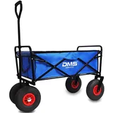 DMS® Bollerwagen Transportwagen Gartenwagen Gerätewagen Handwagen Luftbereifung Profilräder Transportkarre Gartenanhänger Ladekapazität ca. 120Kg Faltbar BW-04 (Blau)