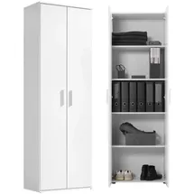 mokebo Mehrzweckschrank Weiß Holzwerkstoff, 4 Fächer, 60x180x34 cm, Waschküche, Mehrzweckschränke