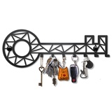 SirHoldeer Schlüsselbrett Modern, Skelettschlüssel, Home Sweet Home Schlüsselhaken, Schlüsselhalter Wand, Schlüsselaufhänger mit 7 Haken, Schlüsselboard Schwarz, Wanddeko Flur, Metall Deko