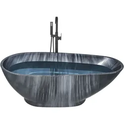 Badewanne freistehend schwarz Marmor Optik 170 x 80 cm RIOJA