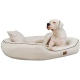 tierlando® Nonplusultra Marlon orthopädisches Hundebett mit Visco Plus Matratze in Velours! Soft-Lounge! Gr. M L XXL XXXL | 85 cm bis 220 cm (XXL 140 x 100 cm, 05| Creme)