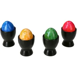 4x Nero Eierbecher schwarz Steingut für 4 Personen Frühstück Brunch Buffet
