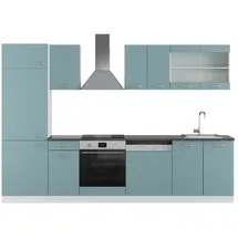 Vicco Küchenzeile R-Line 300 cm Blau-Grau/Weiß