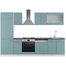 Vicco Küchenzeile R-Line 300 cm Blau-Grau/Weiß
