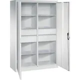 CP-Möbel Werkzeugschrank 8931-3042, aus Metall, lichtgrau, mit 4 Schubladen & 6 Fachböden, abschließbar, 120 x 195 x 50cm