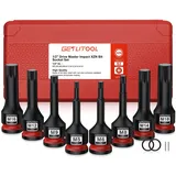 GETLITOOL 1/2" Kraft Vielzahn Bit Schlagschrauber Nüsse Satz, 8tlg S2-Stahl Kraft XZN Bit Einsatz Satz M5-M18, Länge 78 mm Vielzahn Bits Steckschlüssel Set Innenvielzahn für XZN