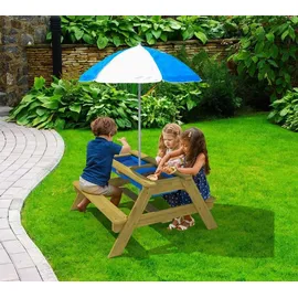 TP Toys Picknick-Tisch mit Sonnenschirm Holz Natur HxBxT: 170 x 95 x 97 cm FSC®