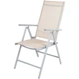 Mojawo 2er Set Garten Klappstuhl Aluminium - Textilen Silbergrau/Beige