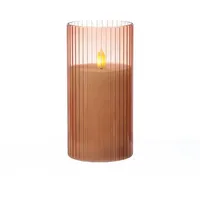 MARELIDA LED Kerze im Glas Windlicht H: 15 cm D: 7,5 cm rosa