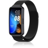 Niboow Armband Kompatibel mit Huawei Band 8/Huawei Band 9, Edelstahl Einstellbar Ersatzband Magnetversch Mesh Metall Uhrenarmband Armbänder für Huawei Band 8/Band 9 - Schwarz