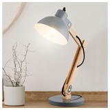 ETC Shop Schreib Tisch Lampe Leuchte Holz Metall Grau 1,5 m Schlaf Zimmer Büro