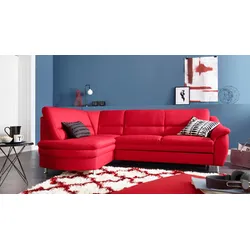 Ecksofa SIT & MORE "Cardoso L-Form", rot, B:250cm H:90cm T:175cm, Luxus-Microfaser (90% Polyester, 10% Polyamid), Flachgewebe (100% Polyester), Struktur (100% Polyester), Sofas, mit Federkern, wahlweise mit Bettfunktion und Schubkasten