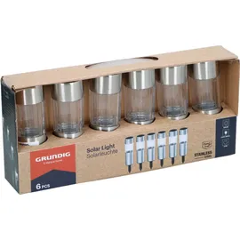 Grundig Solarleuchte Edelstahl 15,0 cm 6er Set lila/silber