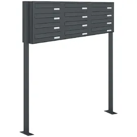 AL Briefkastensysteme Durchwurfbriefkasten 12 Fach Anthrazitgrau