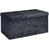 Intirilife Sitzbank 76x38x38 cm in Samt Schwarz - Sitzwürfel mit Stauraum und Deckel mit Samtbezug