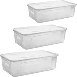 SUSTANIA 3er Set Aufbewahrungsboxen mit Deckel Plastikbox 5L transparent mit Griffen