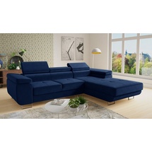 Sofnet Ecksofa mit Schlaffunktion Divo - Couch, Sofagarnitur, Kopfteilverstellung, Federkern - 1 Stk - Dunkelblau (Kronos 09),