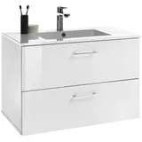 Stella Trading Waschtischkombination 2-teilig BEST, Weiß Hochglanz - B 80 cm - inkl. Mineralgussbecken