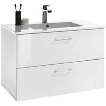 Stella Trading Waschtischkombination 2-teilig BEST, Weiß Hochglanz - B 80 cm - inkl. Mineralgussbecken