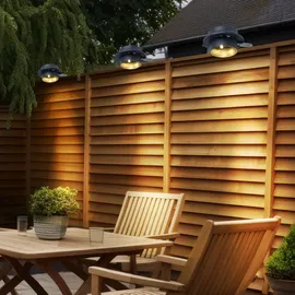 Expo Börse Dachrinnenleuchte Solarlampe Wandlampe Klemme Außenleuchte Zaunlampe, Metall Kunststoff, LED warmweiß, l 16 cm, 2er Set