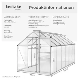 Tectake Gewächshaus Alu HKP 4 mm 6,93 m2