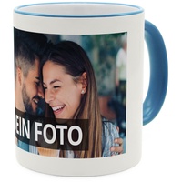 PhotoFancy® - Fototasse mit eigenem Bild - Personalisierte Tasse mit eigenem Foto selbst gestalten - Hellblau