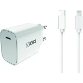 2Go Netz-Ladeset Power Delivery weiss Lightning 1x USB Type C (20 W, 1 Port), USB Ladegerät, Weiss