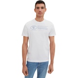 TOM TAILOR Herren Basic T-Shirt mit Print aus Baumwolle, White, XXXL