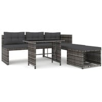 vidaXL 4-tlg. Garten-Essgruppe mit Kissen Grau Poly Rattan