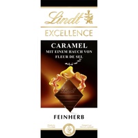Lindt EXCELLENCE Caramel & Meersalz - Feinherbe Schokolade | 100 g Tafel | Mit Caramel und Meersalz (Fleur de Sel) | Intensiver Kakao-Geschmack | Dunkle Schokolade