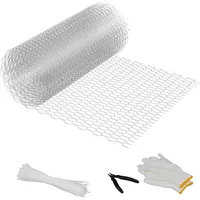 Relaxdays Maschendrahtzaun, 40 cm x 10 m, Drahtgeflecht 15 x 25 mm, Heim & Garten, verzinkt, Hasendraht, Stahl, silber