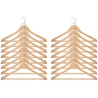 IKEA Bumerang 17 breite Holzhaken mit Metallhaken oben mit Kerben, ideal für Hosen, Rock, Mantel, Anzug (16 Count, Natur)
