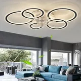 Caufloce LED-deckenleuchte Mit Ventilator Groß, Dimmbar Deckenventilator Lampe Leise, Reversibel Deckenventilator Mit Beleuchtung 6 Speed Timer Modern Für Wohnzimmer-Schwarz