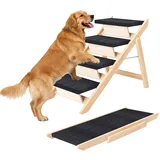 MHL.CXG Hundetreppe 2 in 1 Hunderampe, Hundetreppe Große Hunde 66cm Hoch, 4-Stufig Faltbare Katzentreppe, rutschfest Tragbar Hunderampe Katzentreppe für Sofa Betten Auto, bis zu 80 KG